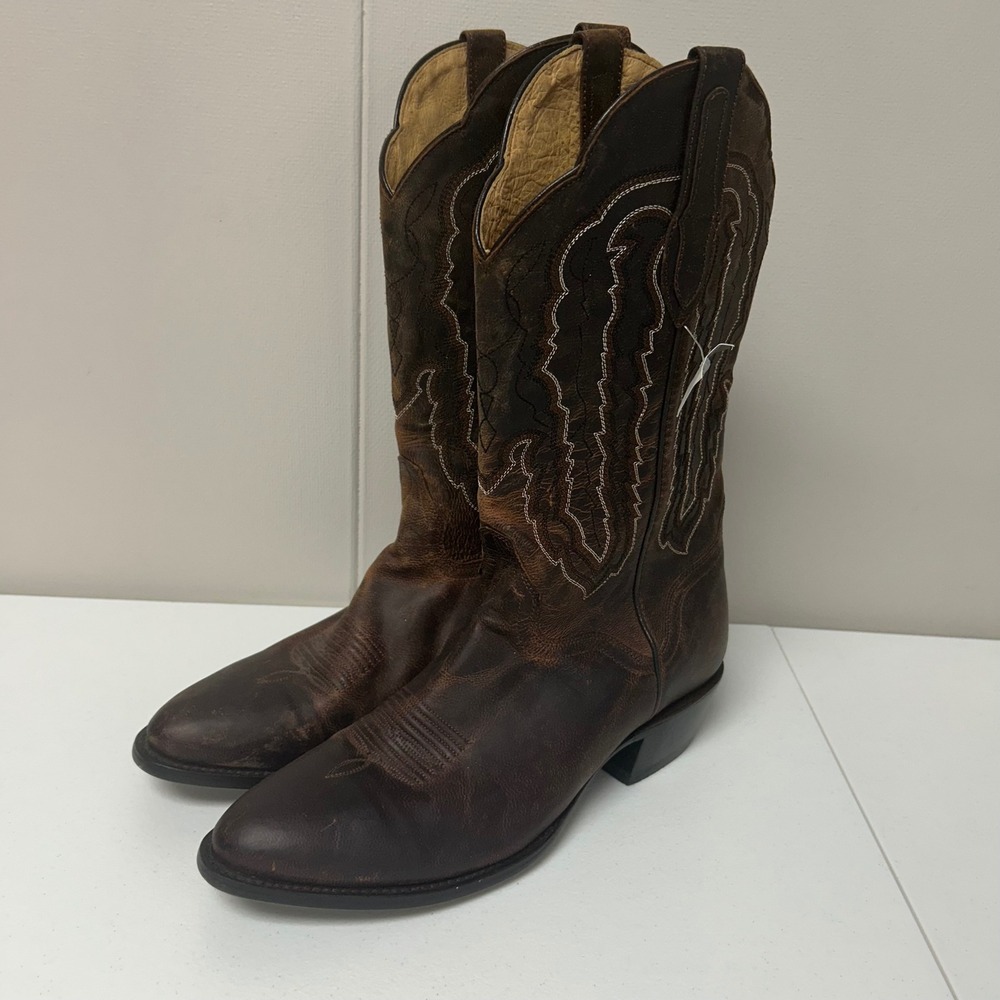 J.B. Dillon Western Boots Mens 9.5D Brown Goat Leather JBM3205 Stitching